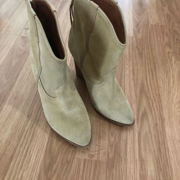 IRO Vero Cuoio Tan Suede Wedge Boots Booties Made In Italy - Picture 7 of 13